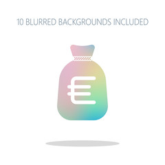 Money bag with euro. Full moneybag icon. Colorful logo concept w