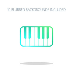 Piano keyboard icon. Colorful logo concept with simple shadow on