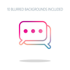 Simple chat. Couple of square text clouds. Linear icon with thin