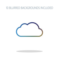 Simple cloud. Linear symbol with thin outline. Colorful logo con