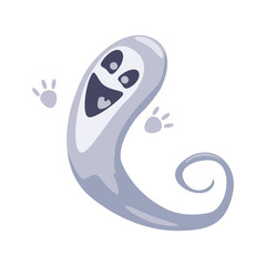 Ghost smiling, holiday Halloween, character halloween, attribute, icon, vector, illustration, isolated, cartoon styyle