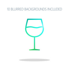 Wine glass. Linear, thin outline. Colorful logo concept with sim