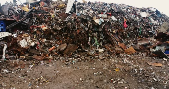 Rusty metal pieces in the scrapyard 4k