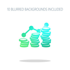 Coins stack, finance grow. Colorful logo concept with simple sha