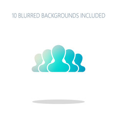 Team, few person. Colorful logo concept with simple shadow on wh