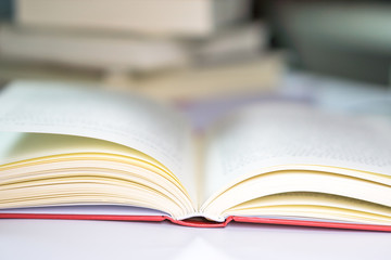stack of books on white background