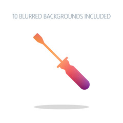 Simple silhouette of screwdriver. Colorful logo concept with sim