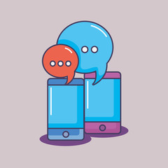 two smartphone speech bubble chat communication innovation