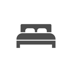 Bed icon. Vector illustration, flat design.