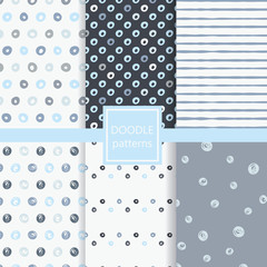 Set of doodle abstract seamless pattern