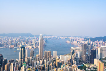 city skyline in hong kong china
