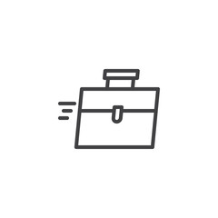 Rushed briefcase outline icon. linear style sign for mobile concept and web design. Suitcase simple line vector icon. Symbol, logo illustration. Pixel perfect vector graphics