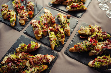 Buffet table at a wedding. Wedding decorations trend