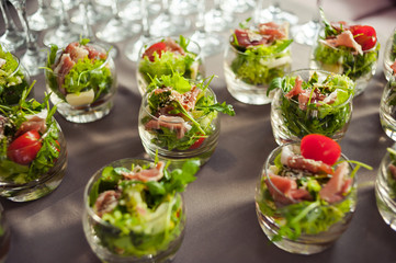 Buffet table at a wedding. Wedding decorations trend