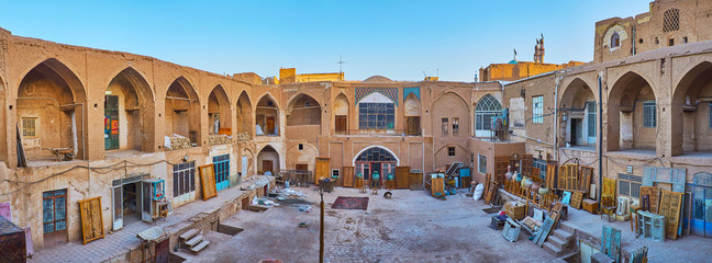 Caravanserai binnenplaats in Kashan Grand Bazaar, Iran