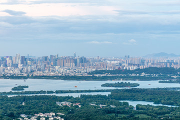 panoramic city skyline in hangzhou china