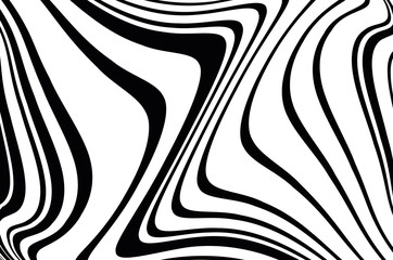 Abstract pattern.  Texture with wavy, billowy lines. Optical art background. Wave design black and white.