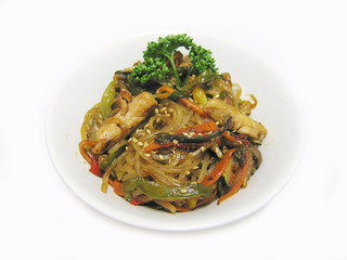 лапша, паста, зелень, соус,