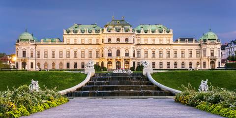 Wonderful summer sunset impression of Castle Belvedere (Vienna, Austria)