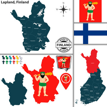 Map of Lapland, Finland