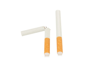cigarette cut and cigarette full isolated on white background