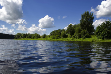 Wide river in summer