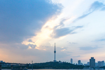 panoramic city skyline in wuhan china