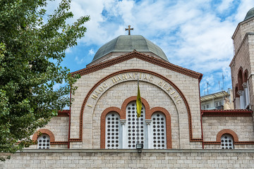 Fototapeta na wymiar Thessaloniki, Greece - August 30, 2018: Orthodox church of Ekklisia Panagia Dexia in the center of city of Thessaloniki, Central Macedonia, Greece