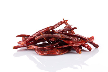 dried chili on white background