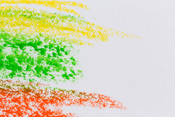 yellow green orange red white crayon hand drawing