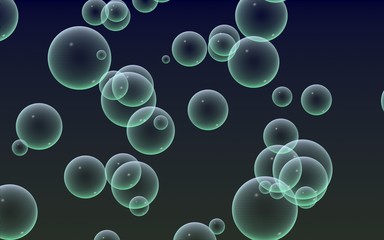 Dark background green mesh bubbles. Wallpaper, texture with bubble. 3D illustration