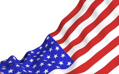 Waving flag of the United States of America. Stars and Stripes. State symbol of the USA. 3D illustration