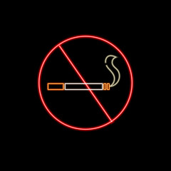 Vector Neon Do Not Smoke Sign, Glowing Icon.