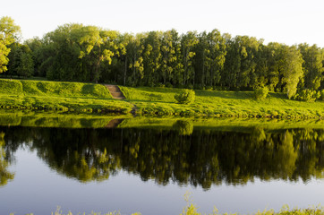 Wide river in summer