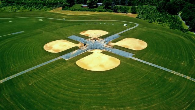 Baseball Fields Complex in Little Town 4K