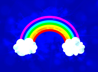 Vector Sky with Rainbow Glowing Illustration, Shining Background.