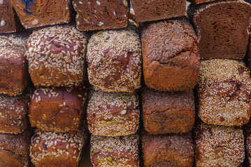 Rye bread with different additives at the city fair