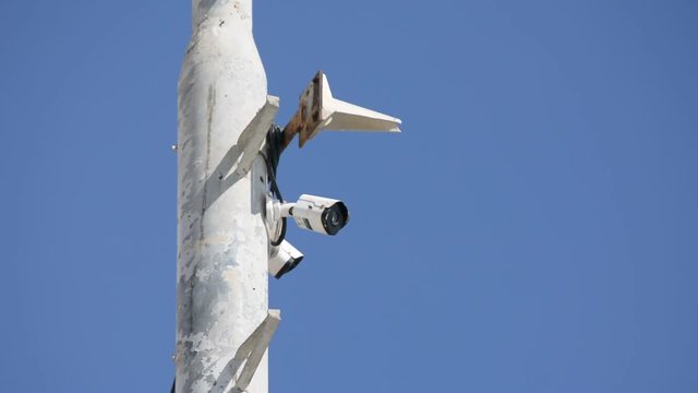  Professional video of security camera on electric pole
