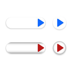 Set of white web buttons with arrows and buttons. Vector illustration on white background