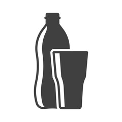 Icon of a bottle of water with a glass. Vector on white background
