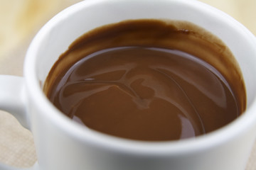 Close-up of hot chocoltae mug