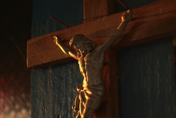 Cross of Jesus Christ on wall