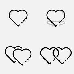 Set of hearts line vector icon. World Heart Day.