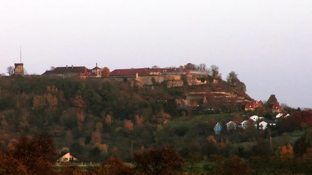 The castle of Hohenasperg near Ludwigsburg, Germany, located on a lone hill with vineyards.