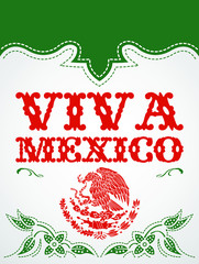 Viva Mexico mexican holiday vector poster, colorful western style illustration.