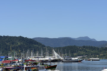 Tour boats anchored in the pier