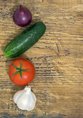 Vegetables on wooden background