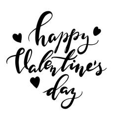hand drawn lettering. card with  black text- happy valentine's day
