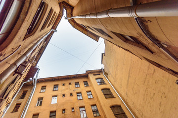 Fototapeta premium Courtyard-well. The bottom view upwards. Saint Petersburg, Russia