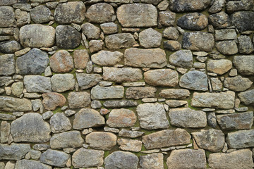 Remains of Ancient Inca Stone Wall in Machu Picchu, UNESCO World Heritage Site in Cusco Region, Peru 